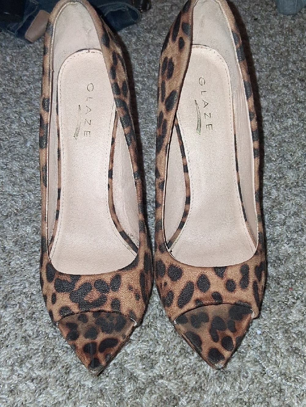 Glaze Leopard-Print Pointed Peep-Toe Pumps - Brown/Black